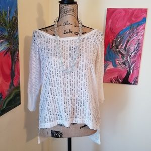 Love Culture white lace high-low top
